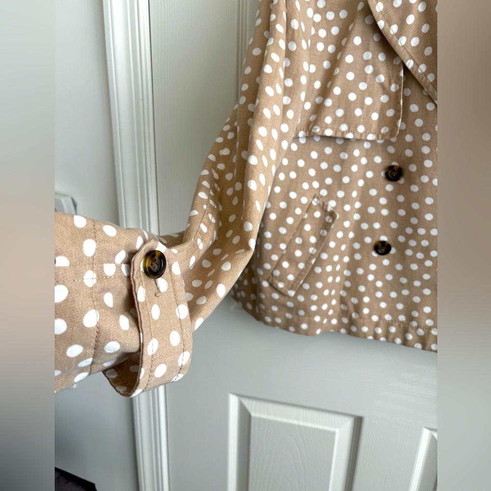 ANN TAYLOR  POLKA DOT SWING DESIGN JACKET TWO POCKET DOUBLE BREASTED SZ S - Picture 6 of 11